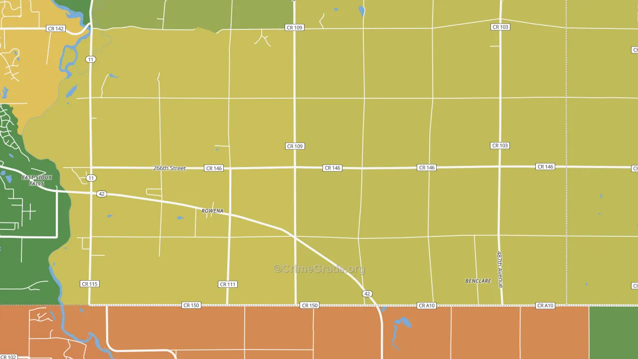 Rowena, SD Map of Theft Rates