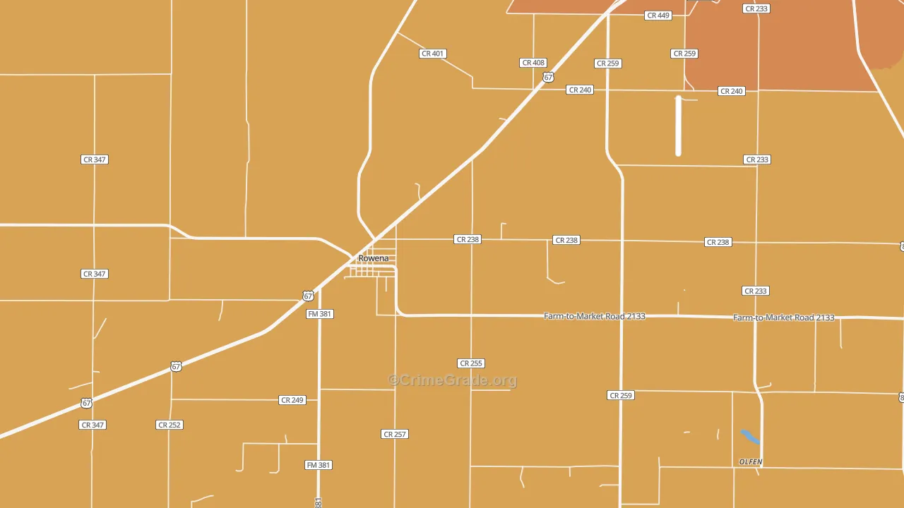 Rowena, TX Map of Theft Rates