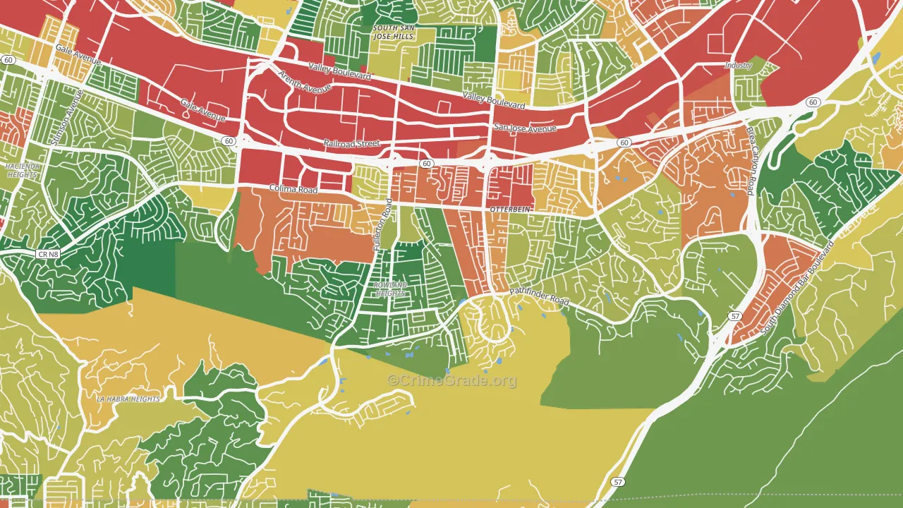 Rowland Heights, CA Map of Theft Rates