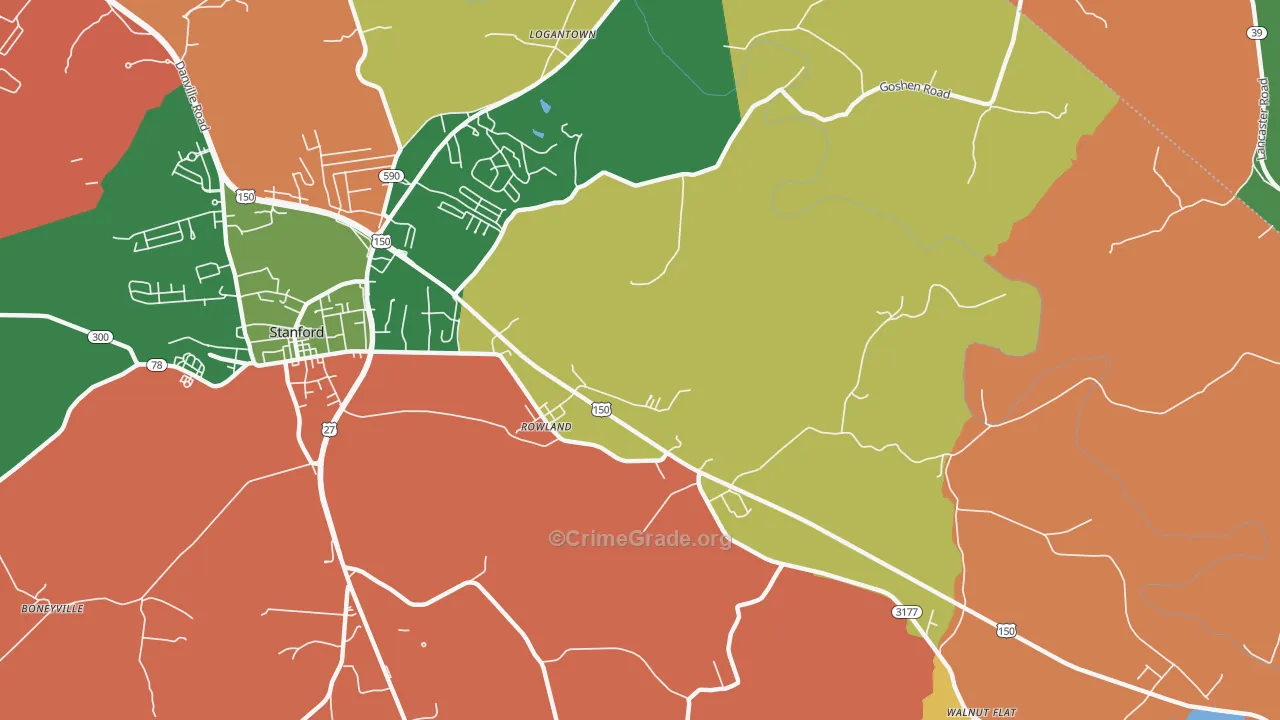 Rowland, KY Map of Theft Rates