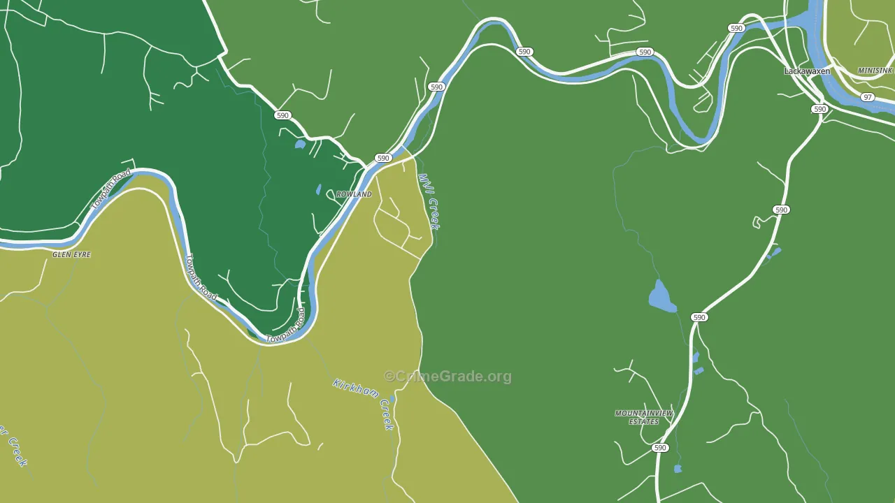 Rowland, PA Map of Theft Rates