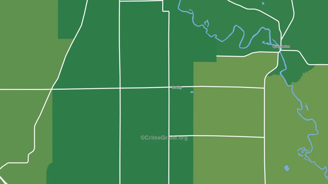 Rowley, IA Map of Theft Rates