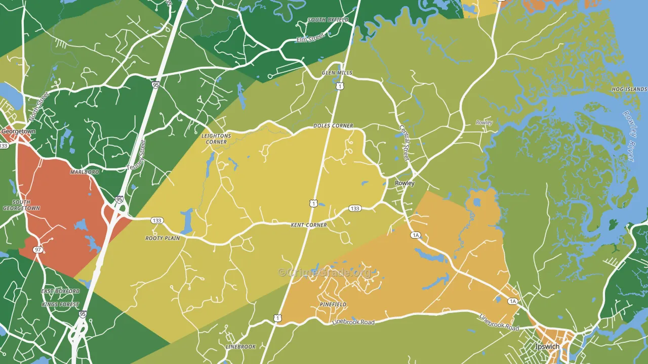 Rowley, MA Map of Theft Rates