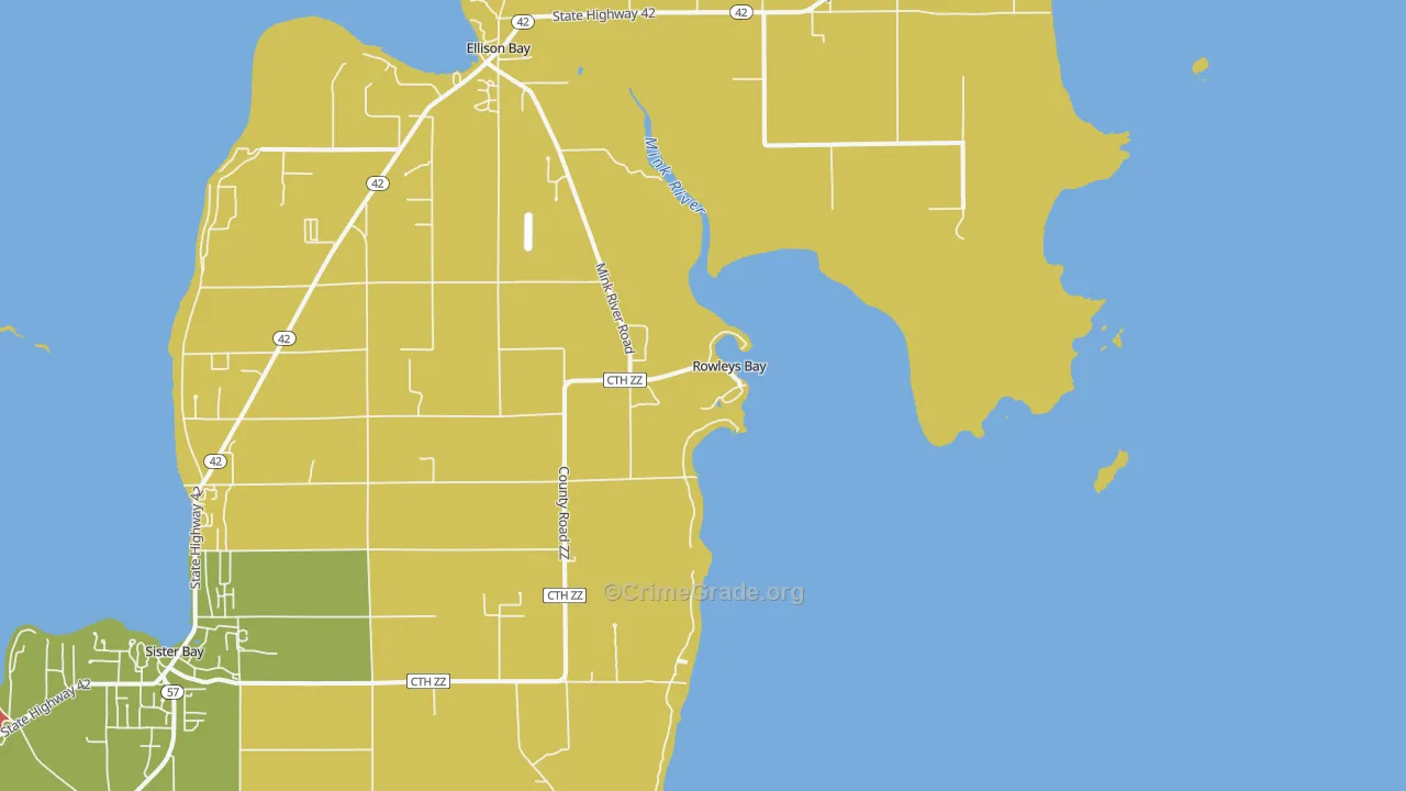Rowleys Bay, WI Map of Theft Rates