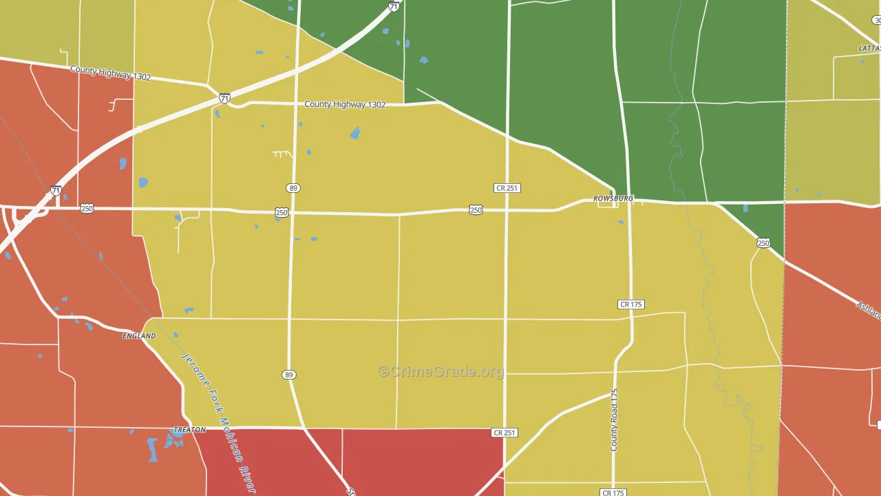 Rowsburg, OH Map of Theft Rates
