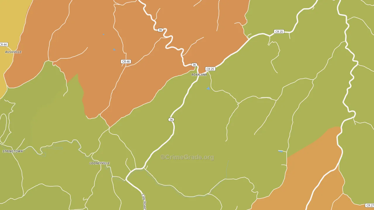 Roxalana, WV Map of Theft Rates