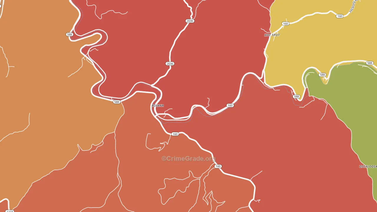 Roxana, KY Map of Theft Rates