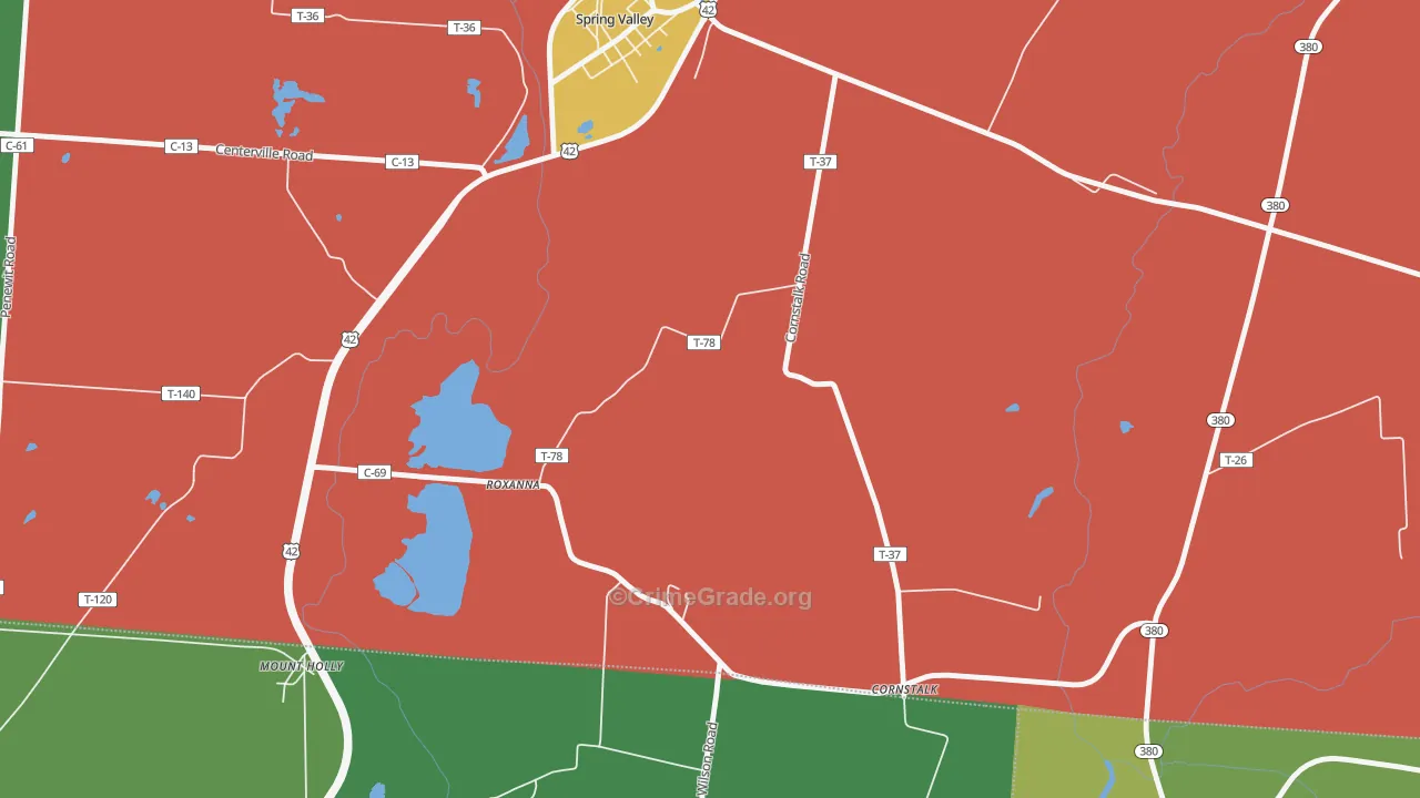 Roxanna, OH Map of Theft Rates