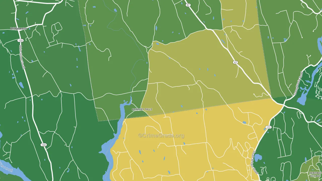 Roxbury Falls, CT Map of Theft Rates