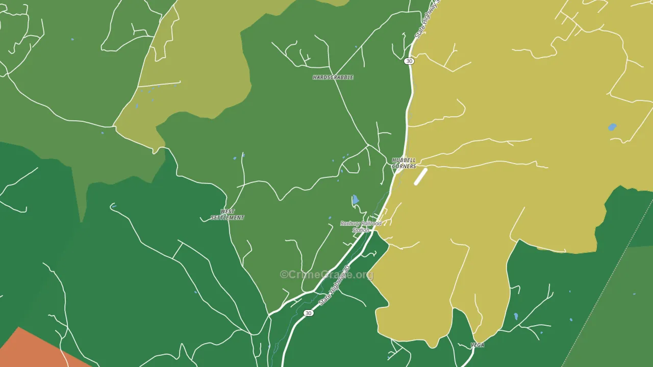 Roxbury, NY Map of Theft Rates