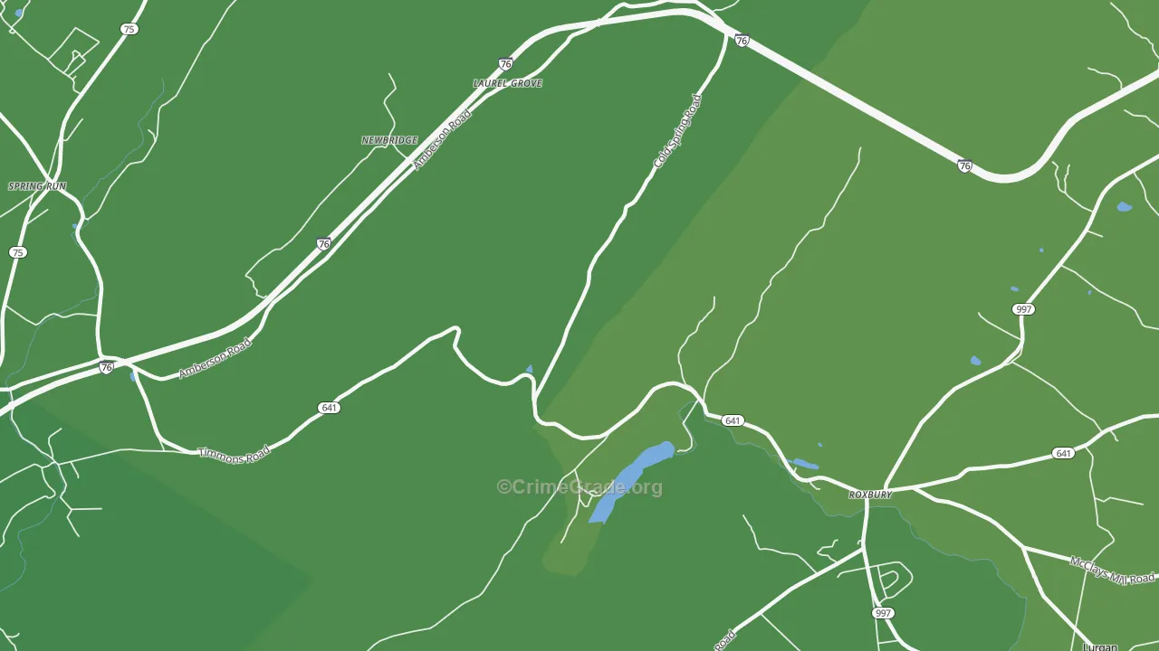Roxbury, PA Map of Theft Rates