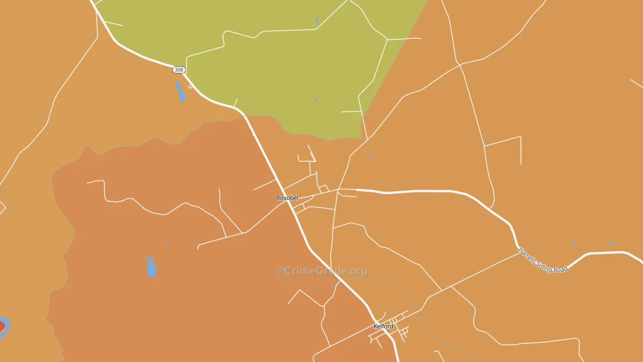 Roxobel, NC Map of Theft Rates