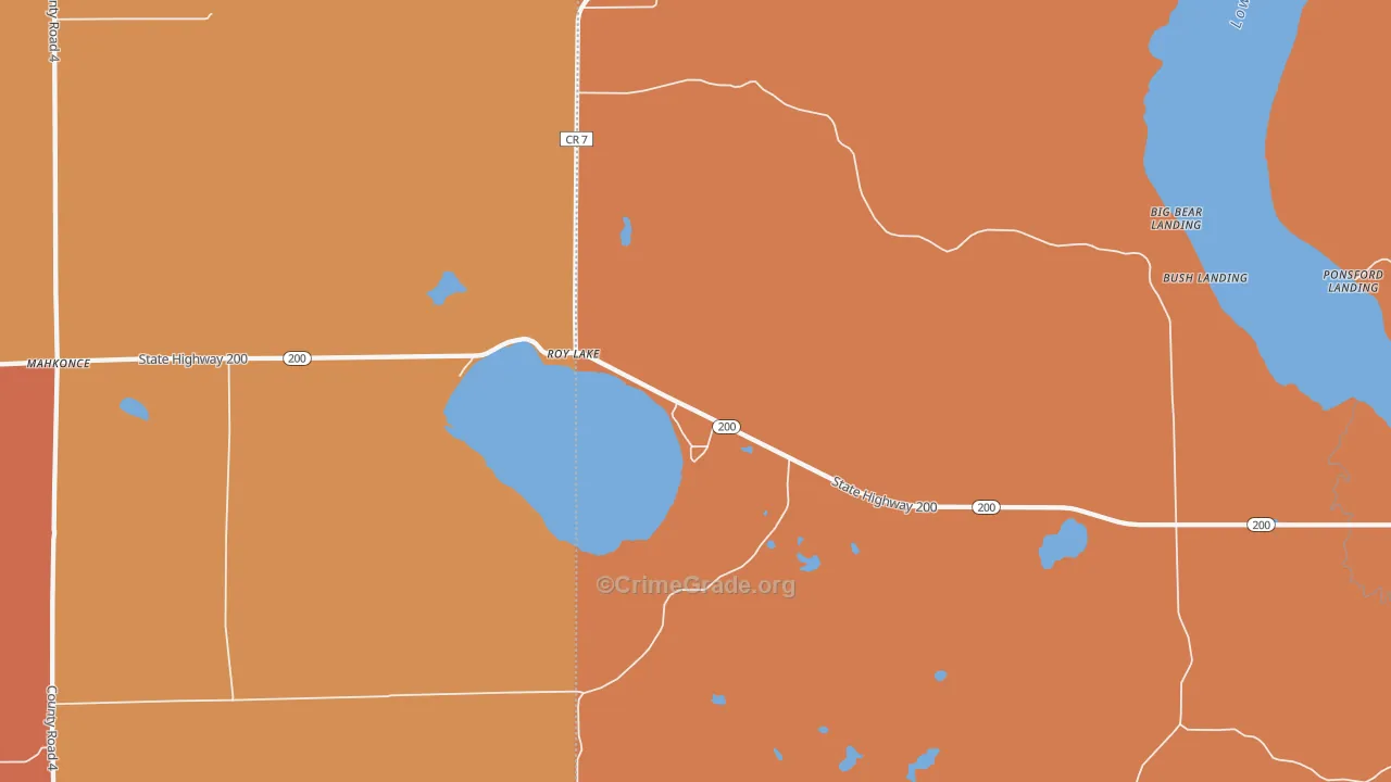 Roy Lake, MN Map of Theft Rates