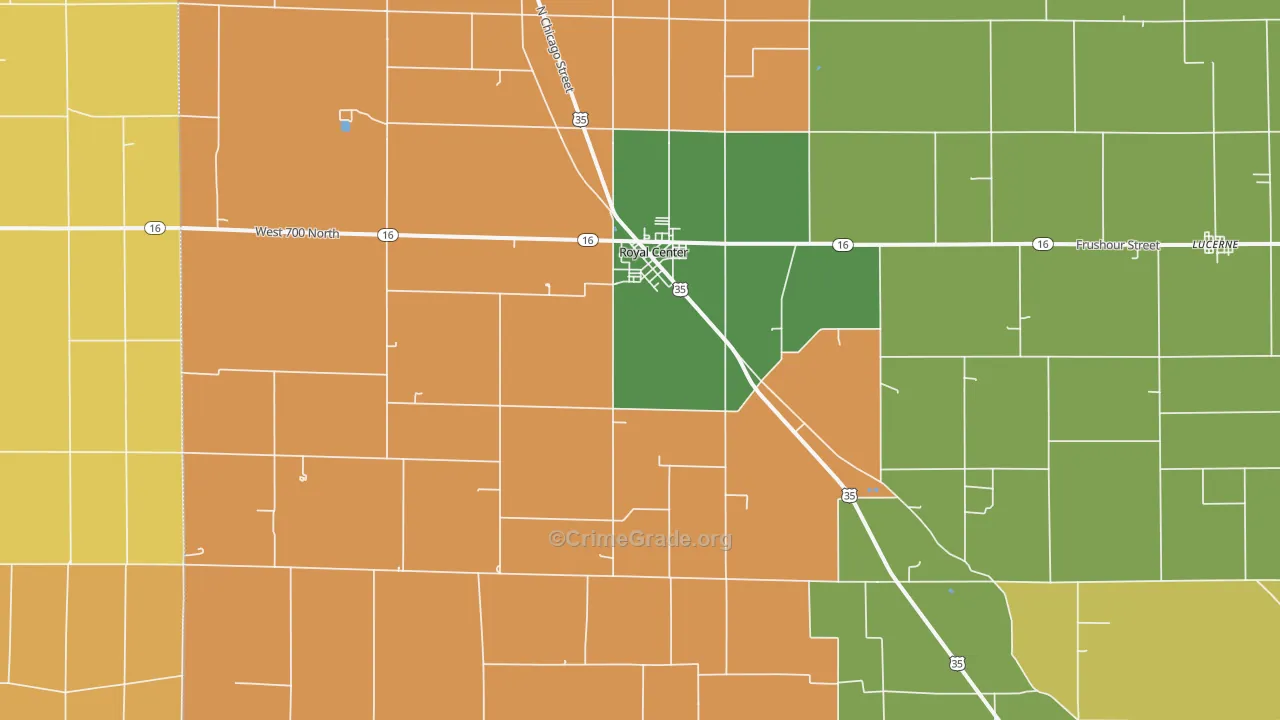 Royal Center, IN Map of Theft Rates