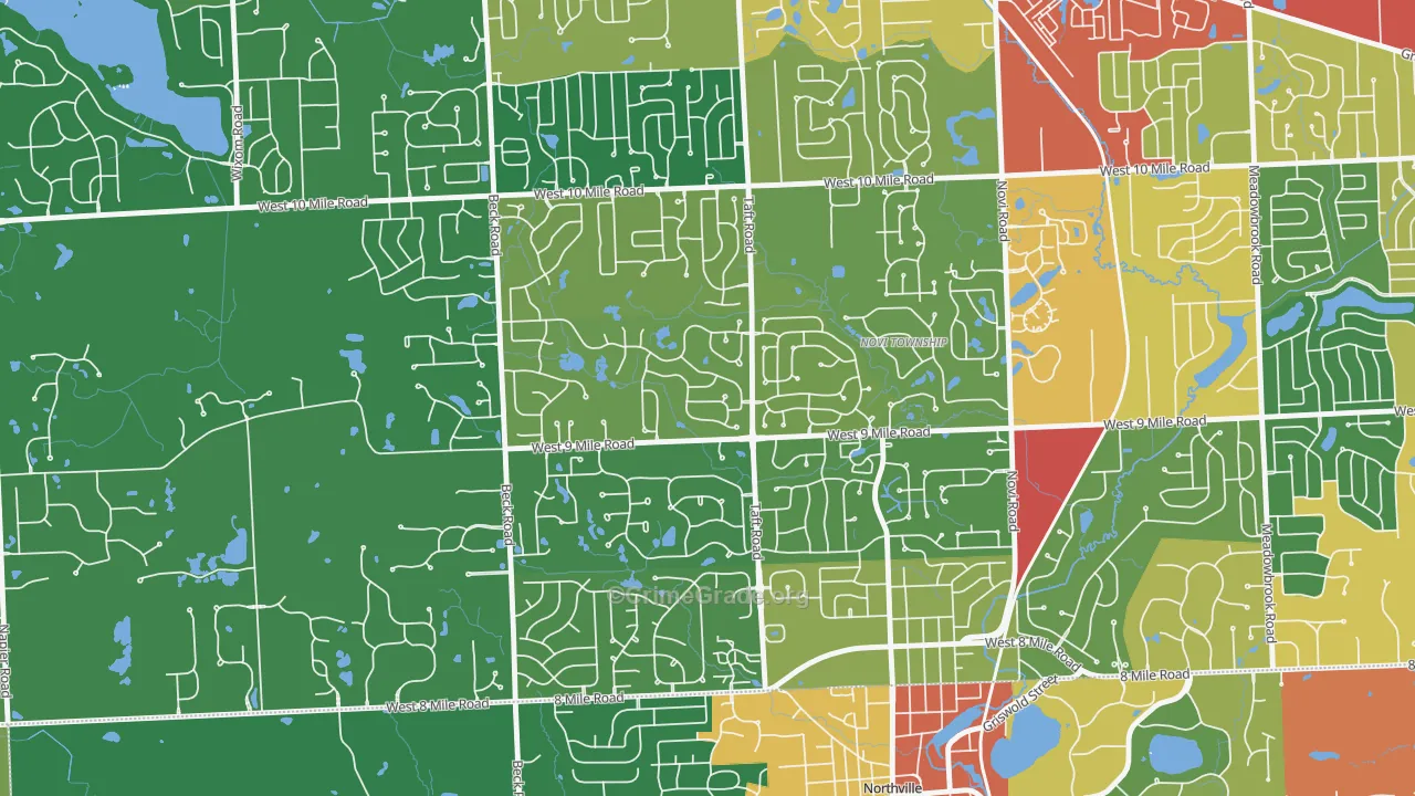 Royal Crown Estates, Novi, MI Map of Theft Rates