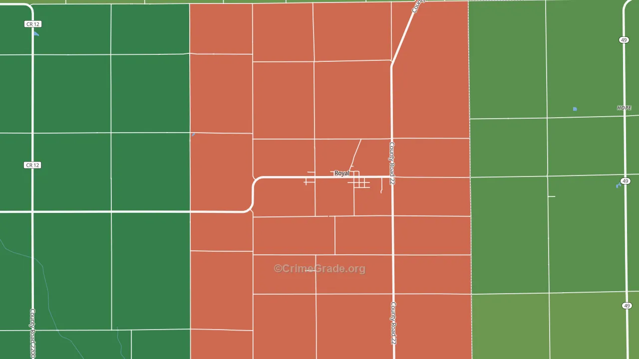 Royal, IL Map of Theft Rates