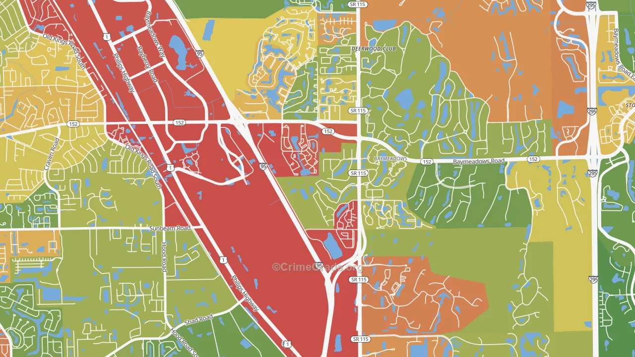 Royal Lakes, Jacksonville, FL Map of Theft Rates