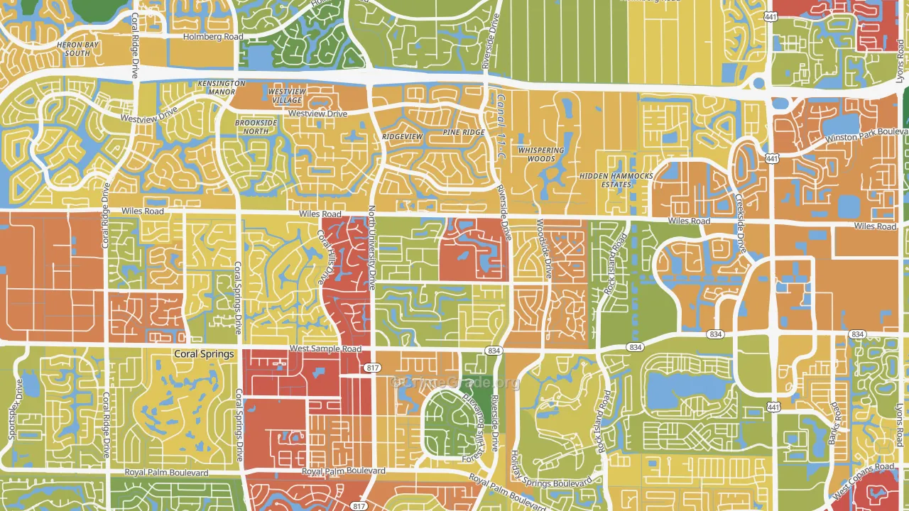 Royal Land, Coral Springs, FL Map of Theft Rates