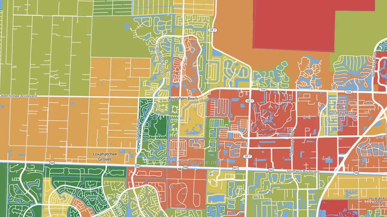 Royal Palm Beach, FL Map of Theft Rates