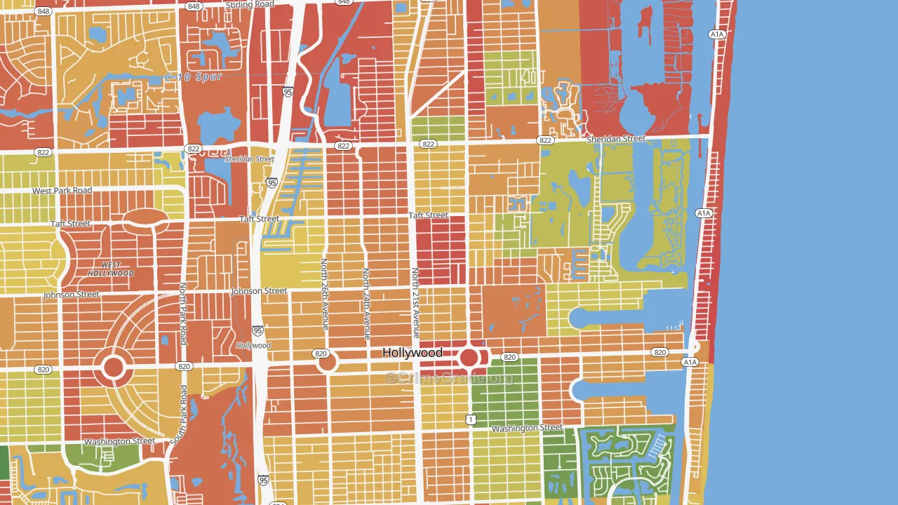 Royal Poinciana, Hollywood, FL Map of Theft Rates