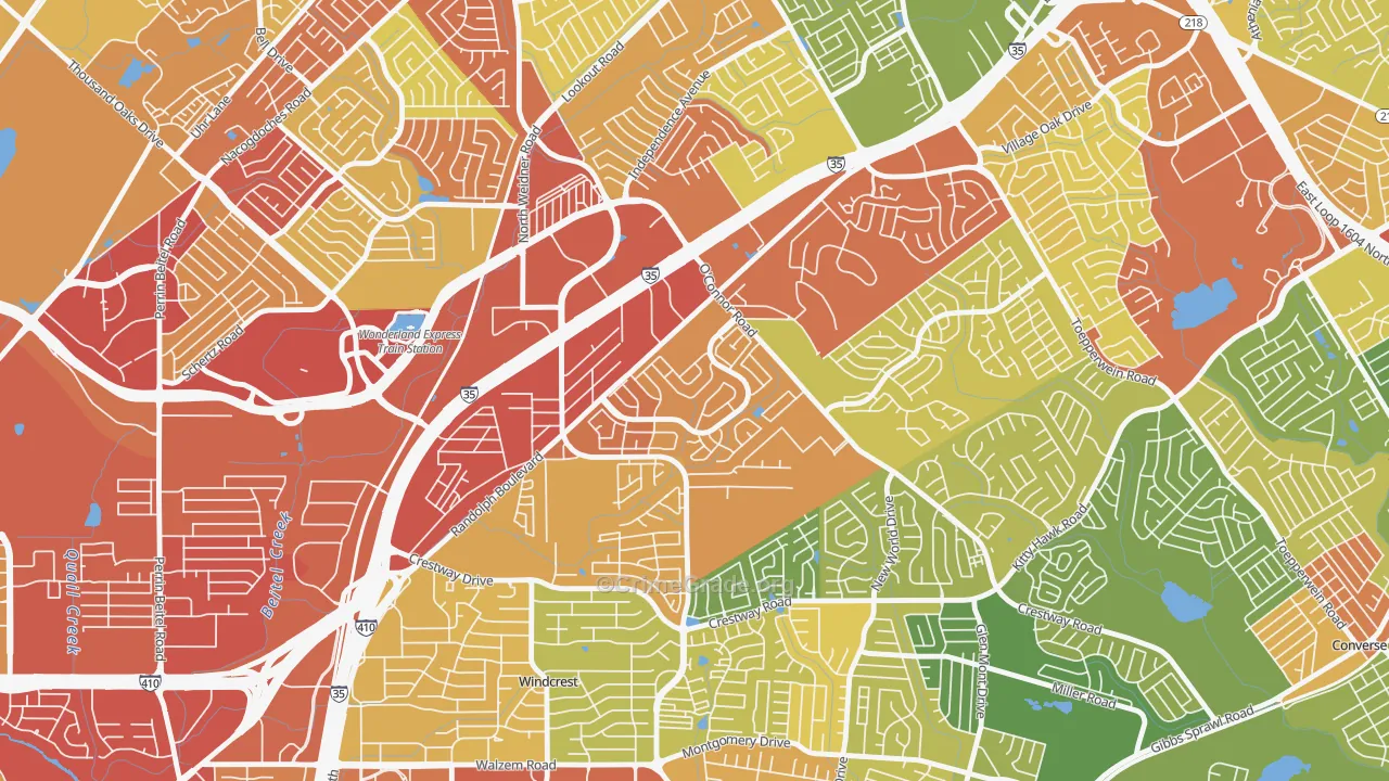 Royal Ridge, San Antonio, TX Map of Theft Rates