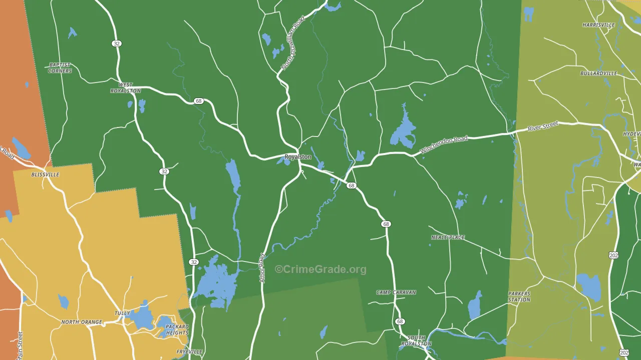 Royalston, MA Map of Theft Rates