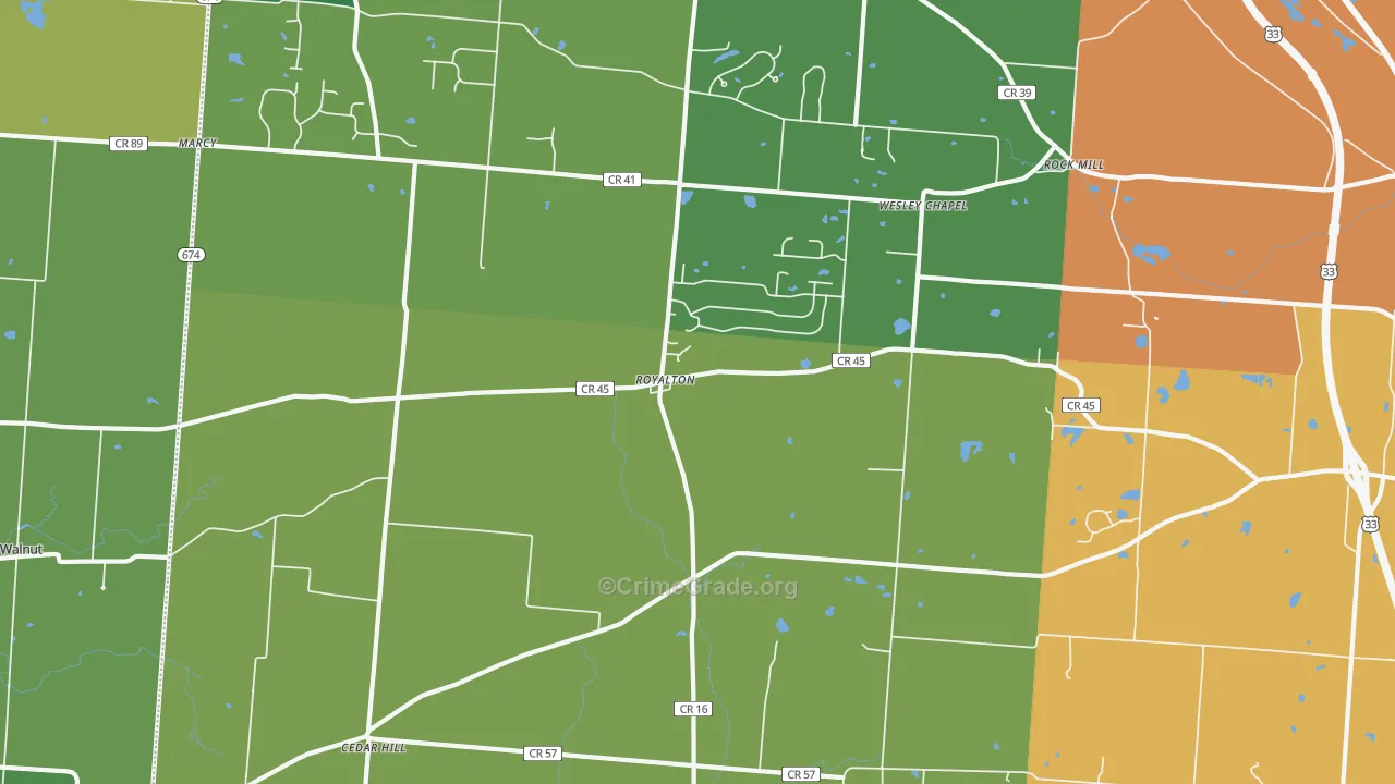 Royalton, OH Map of Theft Rates