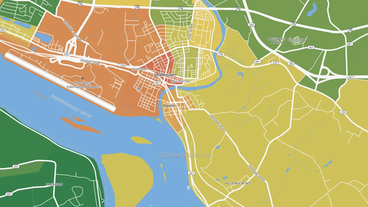 Royalton, PA Map of Theft Rates