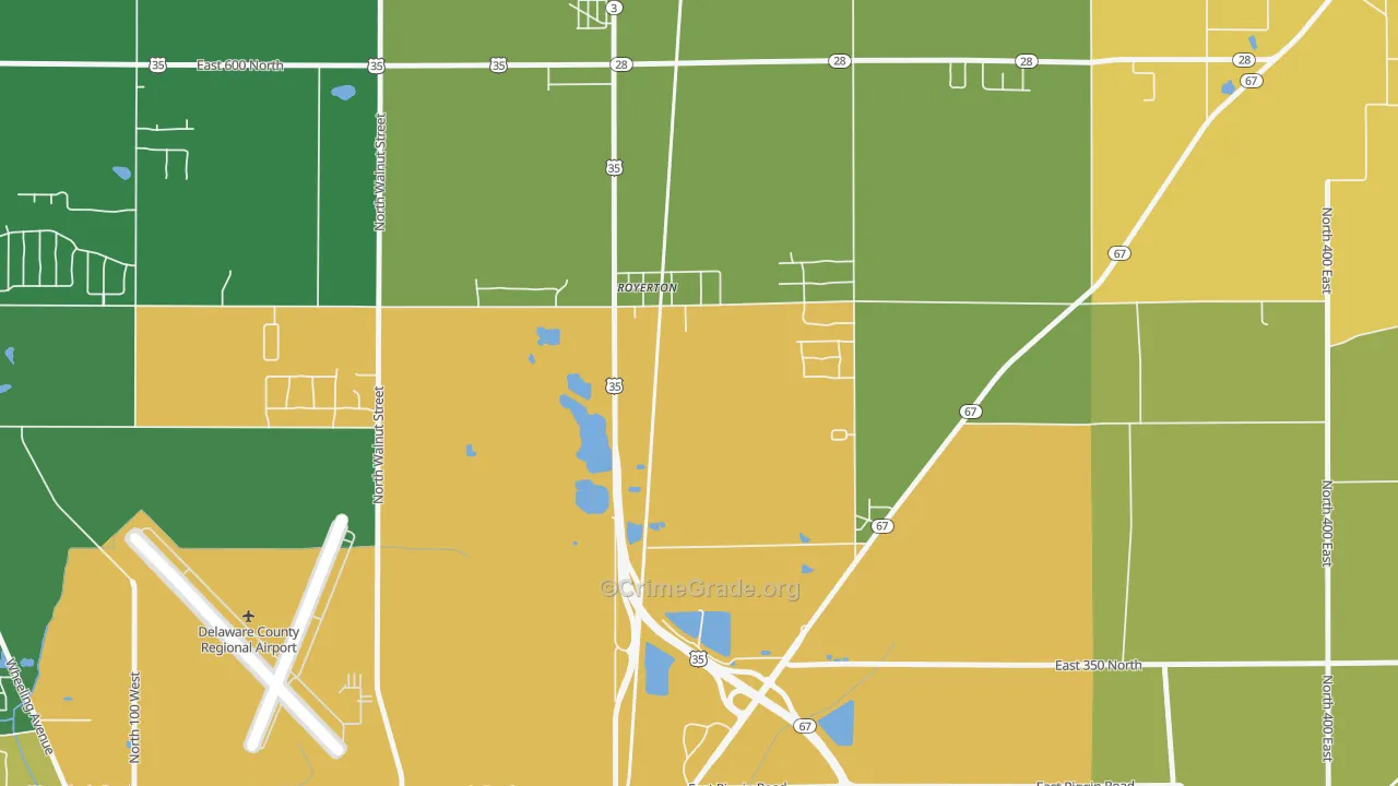Royerton, IN Map of Theft Rates