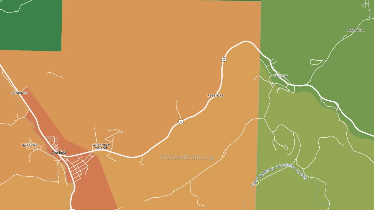 Roystone, PA Map of Theft Rates