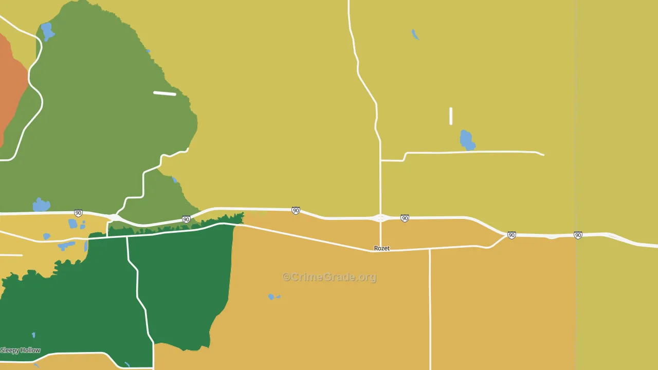 Rozet, WY Map of Theft Rates