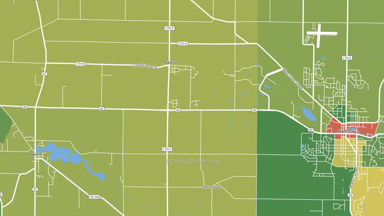 Rubicon, WI Map of Theft Rates