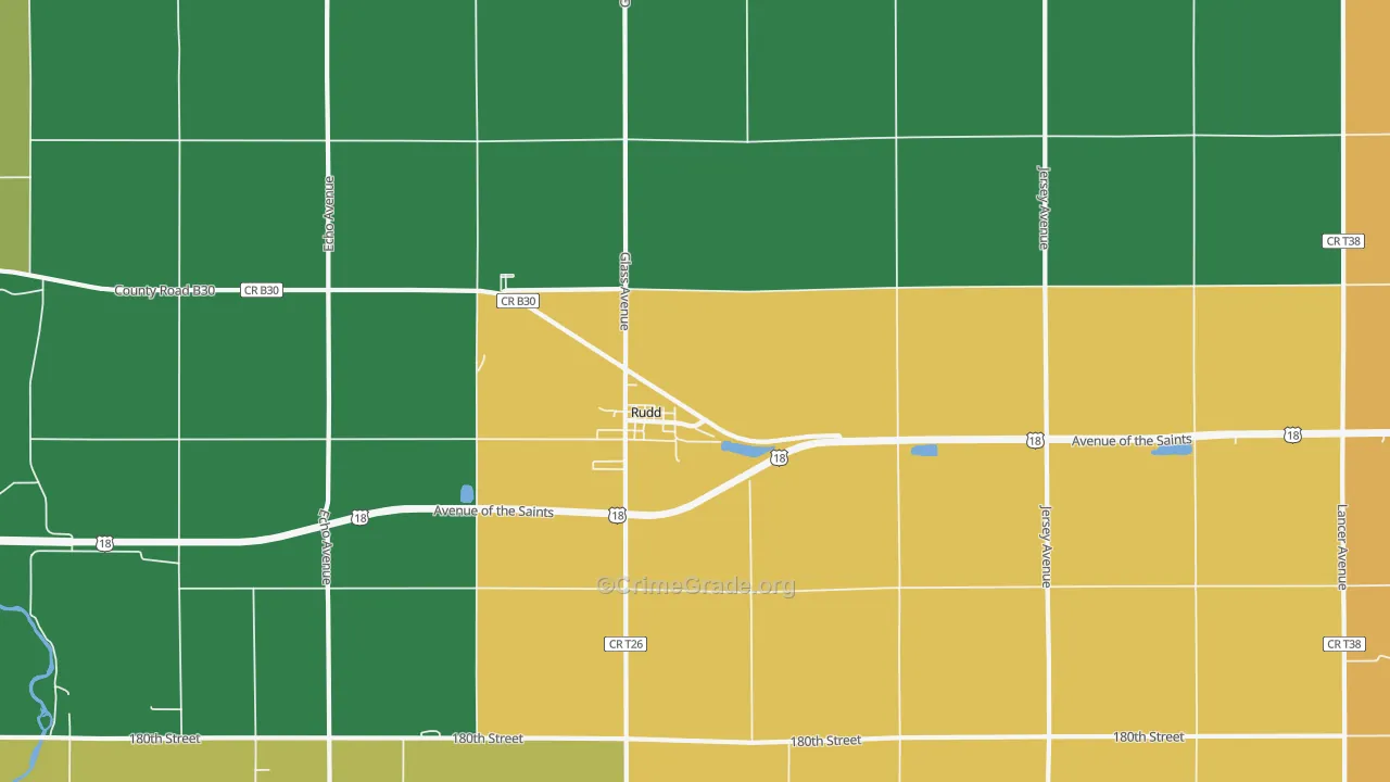 Rudd, IA Map of Theft Rates