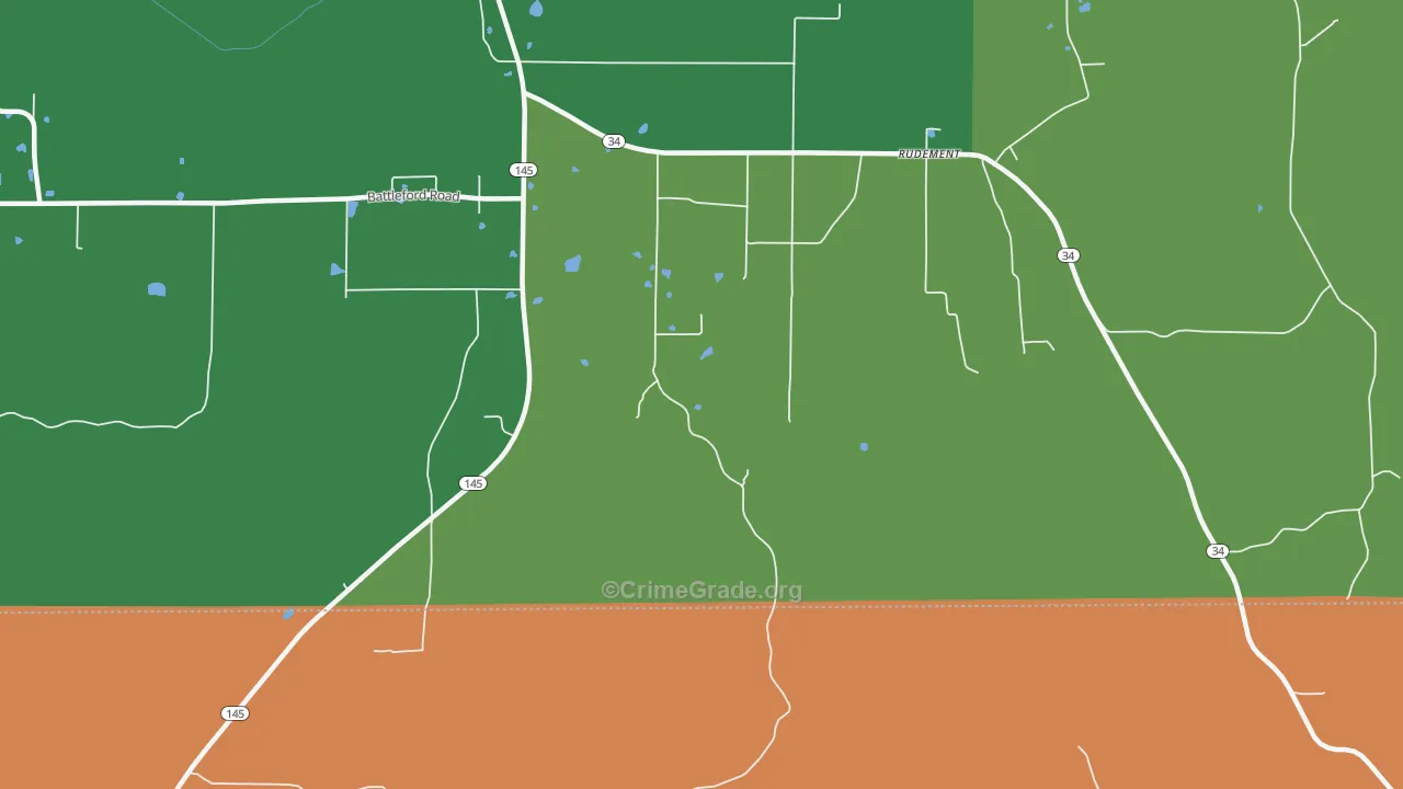 Rudement, IL Map of Theft Rates