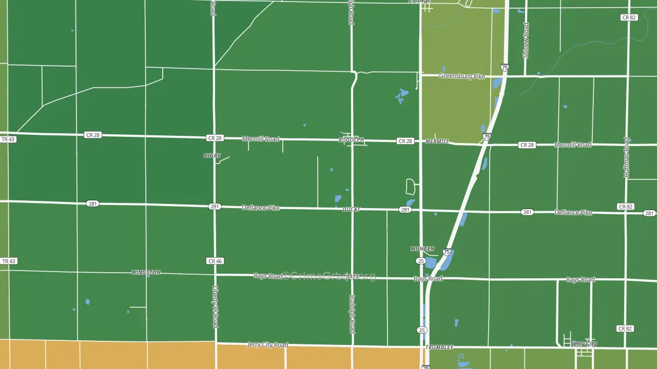 Rudolph, OH Map of Theft Rates