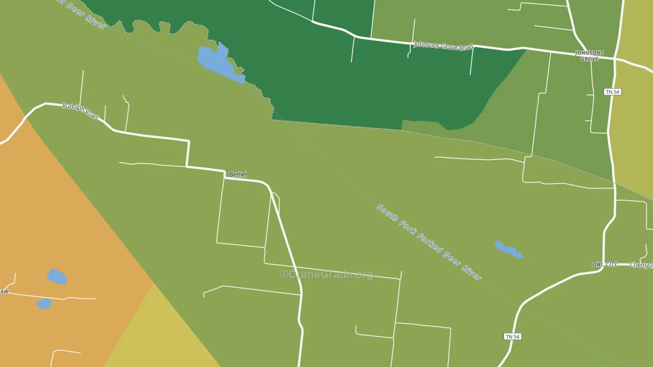 Rudolph, TN Map of Theft Rates