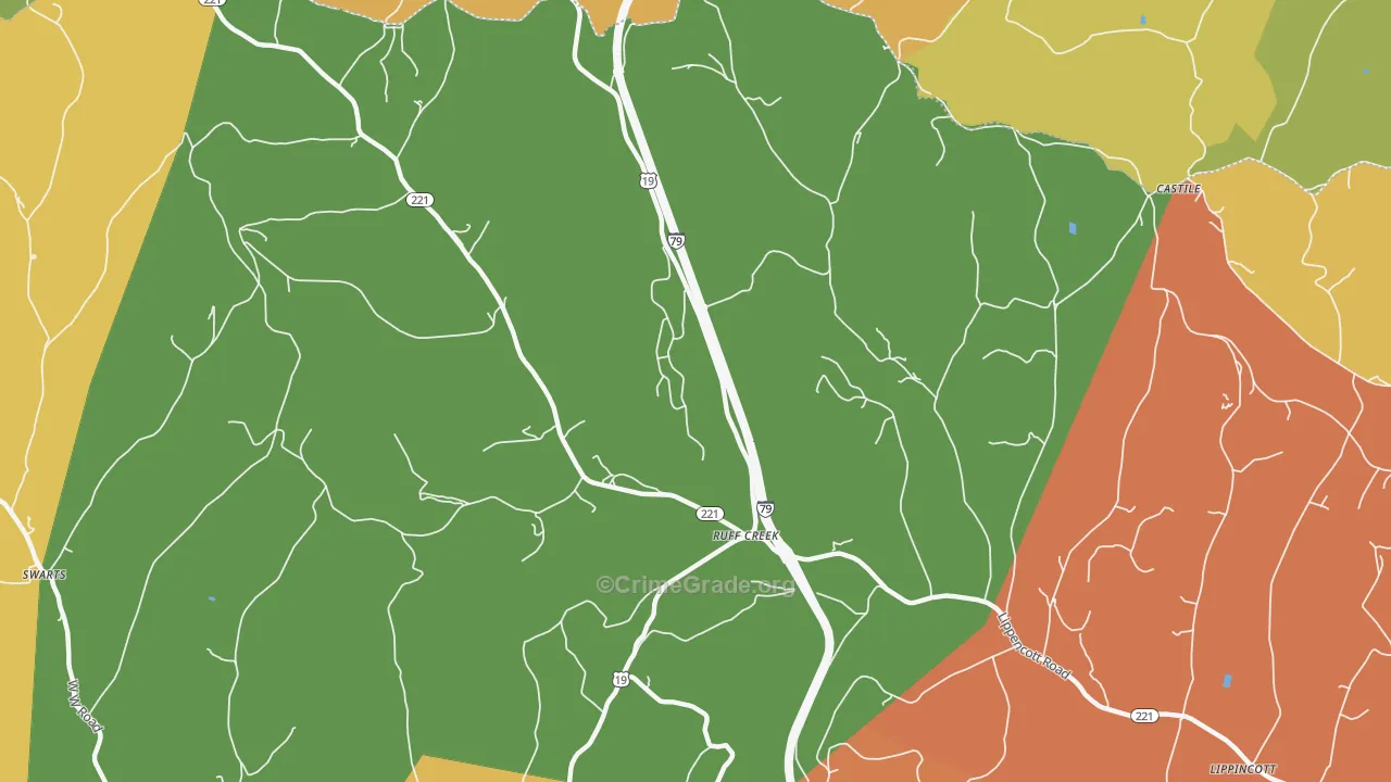 Ruff Creek, PA Map of Theft Rates