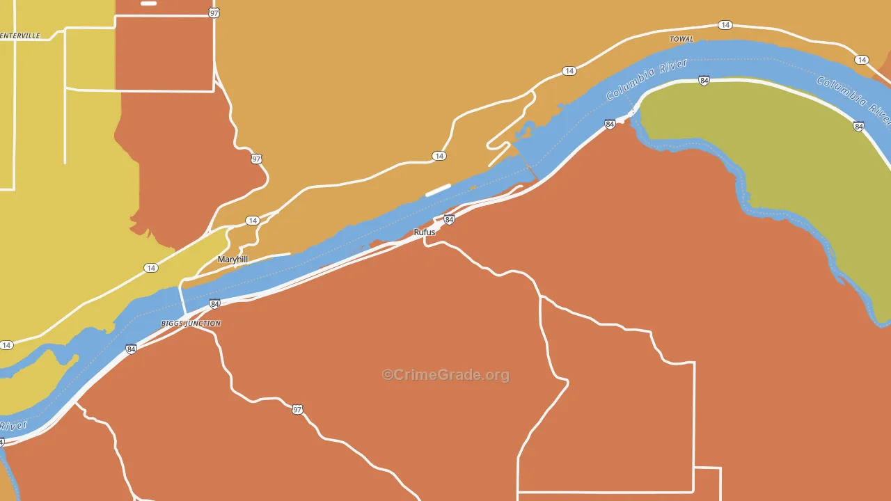 Rufus, OR Map of Theft Rates