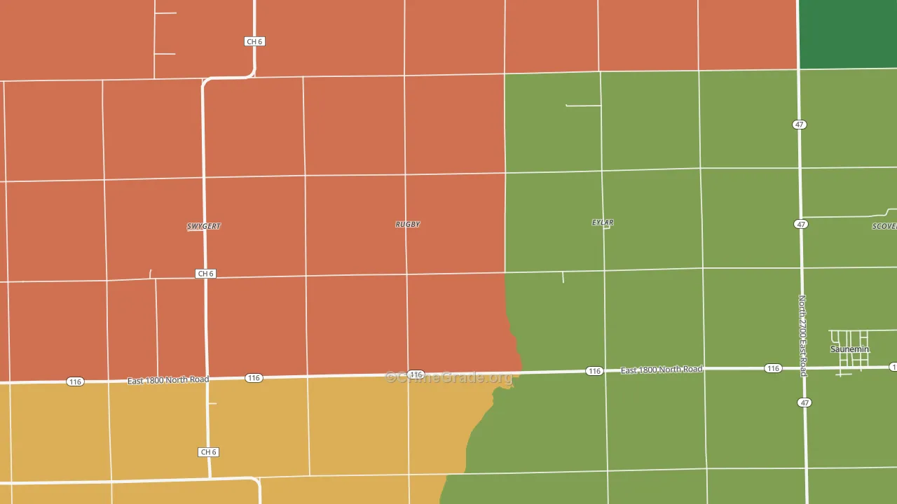 Rugby, IL Map of Theft Rates