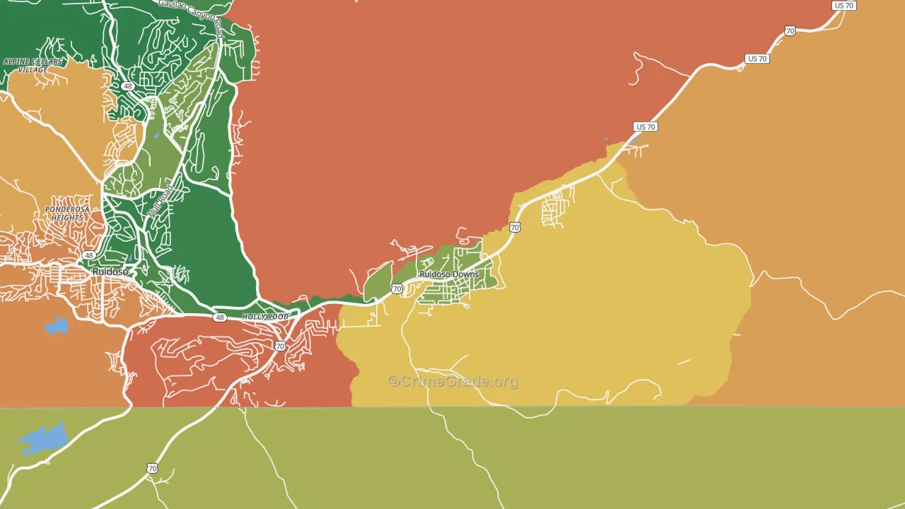 Ruidoso Downs, NM Map of Theft Rates