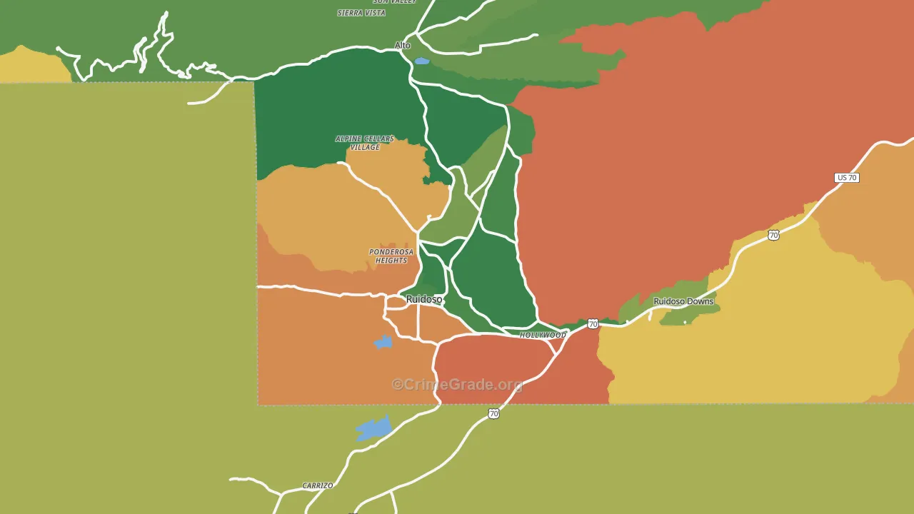 Ruidoso, NM Map of Theft Rates