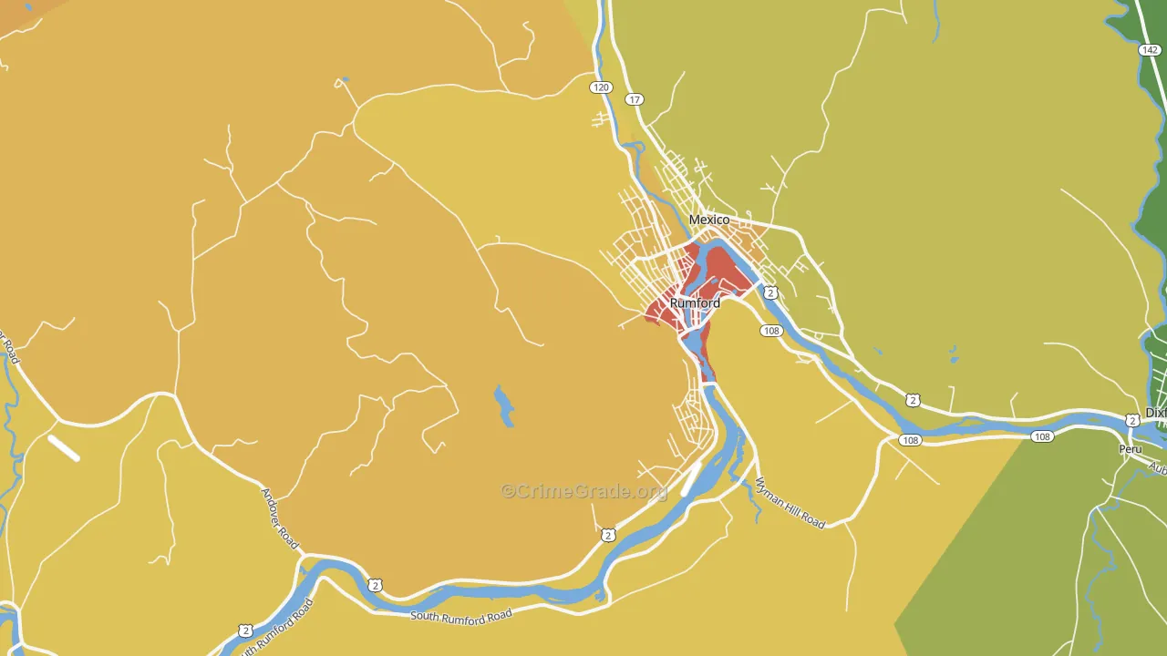 Rumford, ME Map of Theft Rates