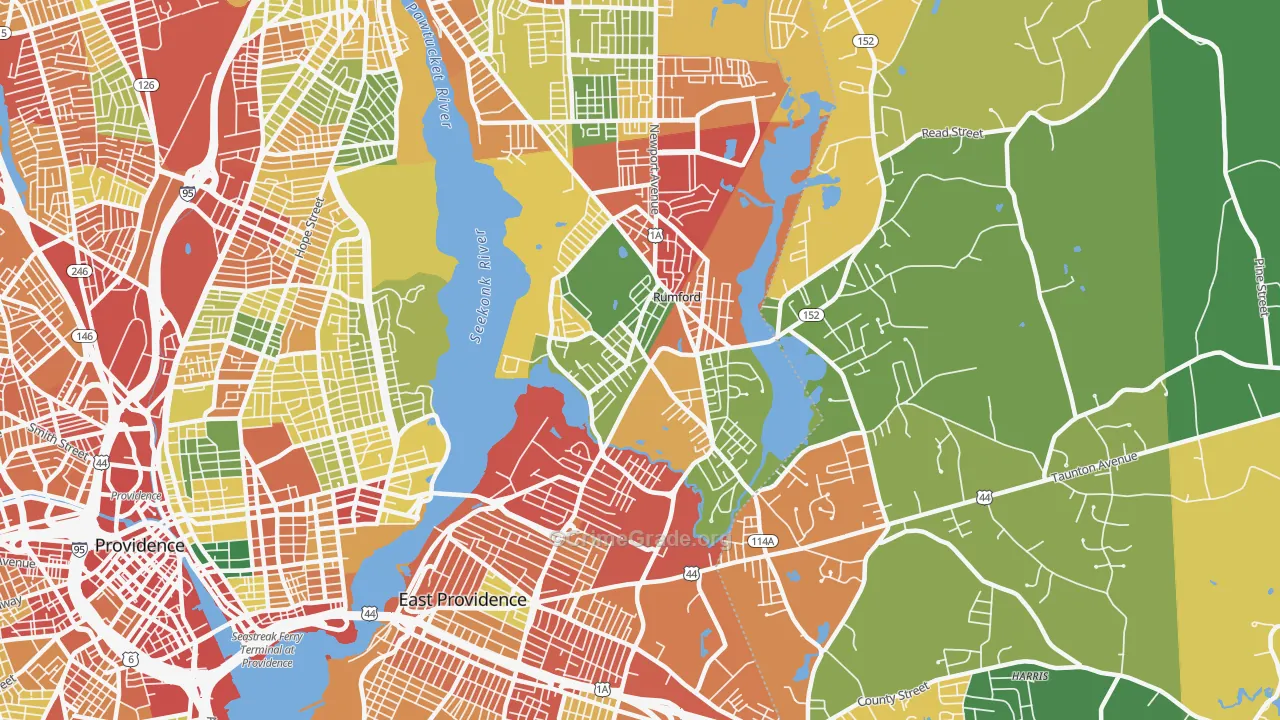Rumford, RI Map of Theft Rates