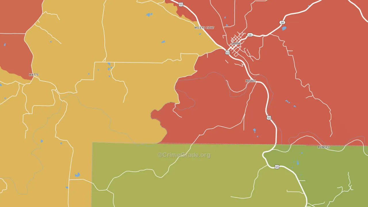 Rumley, AR Map of Theft Rates