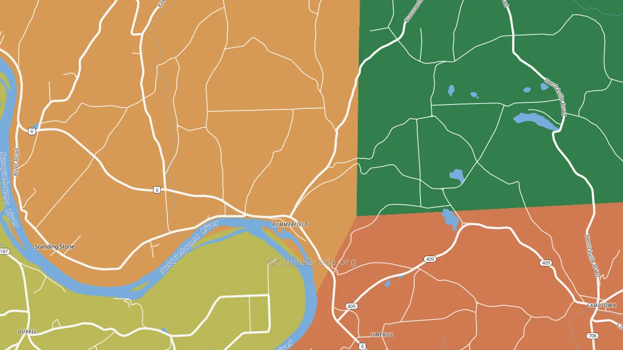 Rummerfield, PA Map of Theft Rates