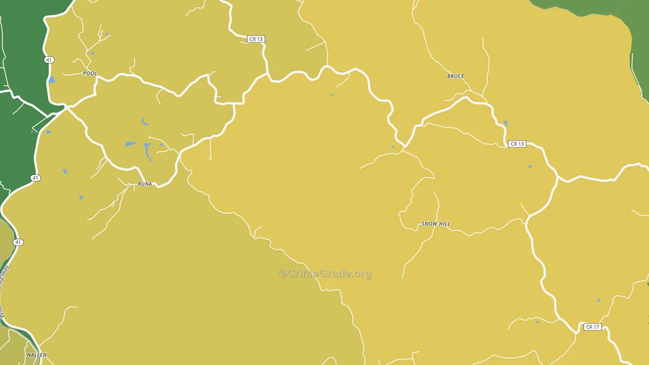 Runa, WV Map of Theft Rates