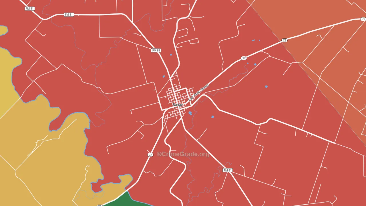 Runge, TX Map of Theft Rates