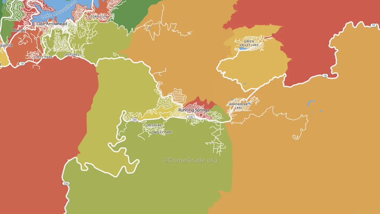 Running Springs, CA Map of Theft Rates