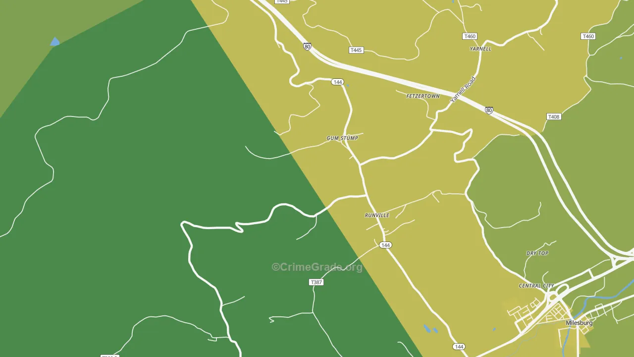Runville, PA Map of Theft Rates