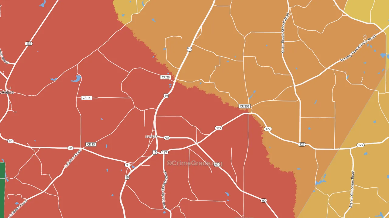 Rupert, GA Map of Theft Rates